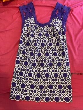 Tracy Reese purple dress with cream and purple  overlay details
